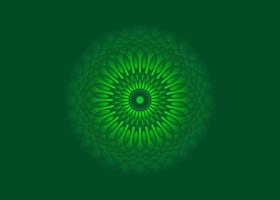 helles Mandala, heilige Geometrie, meditative Kreisikone der grünen Blume, geometrisches Logodesign, mystisches religiöses Rad, indisches viertes Chakrakonzept, Vektor lokalisiert auf grünem Hintergrund