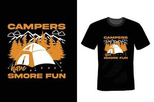 Camping-T-Shirt-Design, Vintage, Typografie vektor