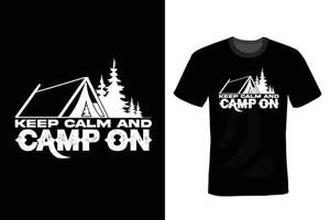 camping t-shirt design, vintage, typografi vektor