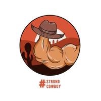 Illustrationsvektorgrafik eines starken Cowboys, Bodybuilders, geeignet für Hintergrund, Logo usw.