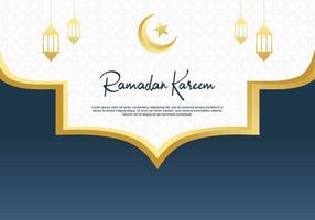 ramadan kareem grußkarte mit islamischem mond, stern und laternen vektor