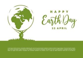 jorden dag bakgrund banner affisch med världen på grön vit färg. vektor