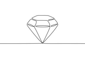 Diamant eine Strichzeichnung. Edelsteinsymbol durchgehende Liniendarstellung isoliert auf weißem Hintergrund. vektor