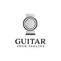 abstraktes Gitarrenlogo lokalisiert auf weißem Hintergrundvektordesign