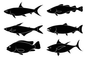 handgezeichnete Silhouette von Fischen vektor