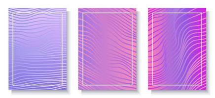 abstrakte lebendige Vektorhintergründe mit wellenförmigem Muster in rosa und lila Verlaufsfarben. Bildschirmton für verblasste Wellen. vektor