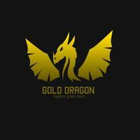 Vorlage Logo Dragon Goldfarbe und schwarzem Hintergrund vektor