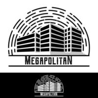 Metropolenlogo mit vielen hohen und majestätischen Gebäuden. präsentation, visitenkartenelement vektor