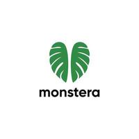 monstera leaf ren logotyp design modern vektor