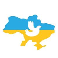 symbol för fred vit duva på karta över Ukraina i färger av ukrainska flaggan. platt vektorillustration isolerad på vit bakgrund. vektor