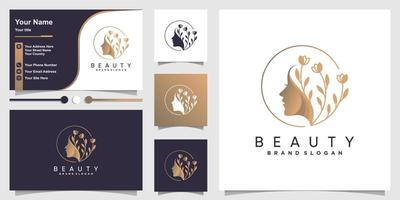 Beauty-Logo-Design für Frau mit einzigartigem Konzept vektor