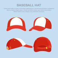 Baseballmütze, Hut isoliert auf blauem Hintergrund. Vektordesign vektor