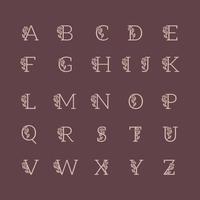 dekorativa lyxiga bröllop logotyp alfabet set vektor