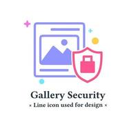 Galerieschloss-Symbolvektor isoliert auf weißem Hintergrund. Bildsicherheitssymbol für Web- und mobile Anwendungen. Vektor-Illustration vektor