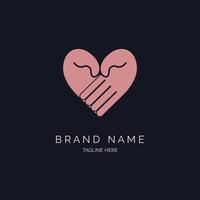 hand love logo template design für marke oder unternehmen und andere vektor