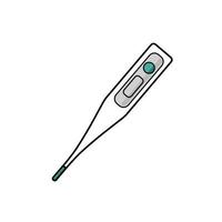 Medizinisches Thermometer zur Messung der Körpertemperatur von Patienten auf weißem, isoliertem Hintergrund. Symbol. Vektor-Cartoon-Illustration. vektor