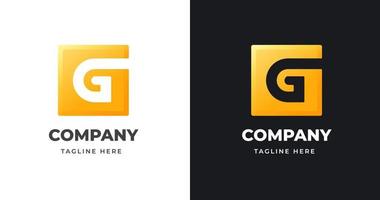buchstabe g logo design mit quadratischer geometrischer form goldgradientenkonzept luxus für unternehmen vektor