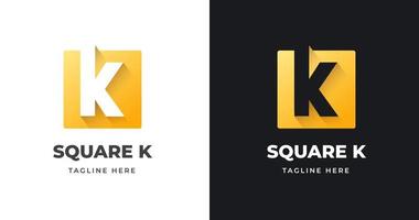 bokstaven k logotypdesign med kvadratisk geometrisk form guldgradientkoncept lyx för affärsföretag vektor