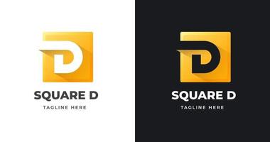 buchstabe d logo design mit quadratischer geometrischer form goldgradientenkonzept luxus für unternehmen vektor