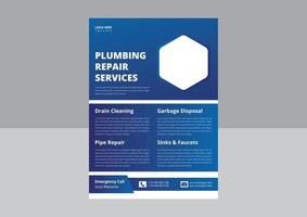 Flyer-Vorlage für Klempnerarbeiten. Broschürenvorlage für professionelle Sanitär-Service-Flyer-Plakate. benötigen einen Klempner-, Handwerker- und Klempnerservice-Flyer. vektor