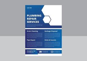 Flyer-Vorlage für Klempnerarbeiten. Broschürenvorlage für professionelle Sanitär-Service-Flyer-Plakate. benötigen einen Klempner-, Handwerker- und Klempnerservice-Flyer. vektor