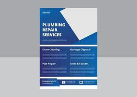 Flyer-Vorlage für Klempnerarbeiten. Broschürenvorlage für professionelle Sanitär-Service-Flyer-Plakate. benötigen einen Klempner-, Handwerker- und Klempnerservice-Flyer. vektor