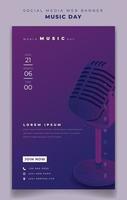Portrait-Banner-Vorlage mit Mikrofon-Podcast-Design für Weltmusiktag-Design