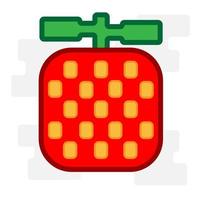 flache Designkarikatur der netten quadratischen frischen Erdbeere für Hemd, Plakat, Geschenkkarte, Abdeckung oder Logo vektor