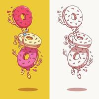 lustiges und niedliches donut-illustrationskonzept vektor