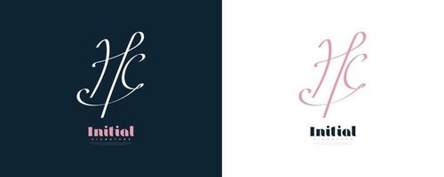 anfängliches h- und c-logo-design im eleganten und minimalistischen handschriftstil. hc-Signaturlogo oder Symbol für Hochzeit, Mode, Schmuck, Boutique und Geschäftsidentität vektor