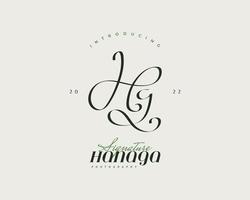 initial h och g logotypdesign i elegant och minimalistisk handstil. hg signaturlogotyp eller symbol för bröllop, mode, smycken, boutique och affärsidentitet vektor