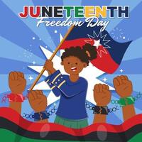 en flicka som firar juneteenth frihetsdagen vektor