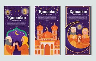 eid al fitr ramadan mit lila und orange vektor