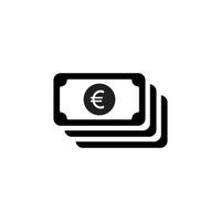 Euro-Banknote-Icon-Vektor im schwarzen Stil vektor