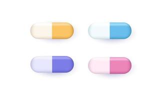3d realistiska färgglada medicinska piller tabletter kapslar vektor