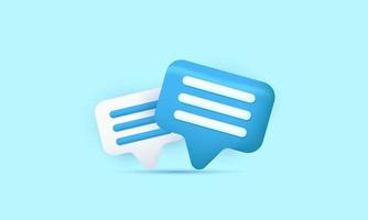 3D-Rendering-Chat-Blase-Gesprächssymbole entwerfen auf blauem Hintergrund vektor