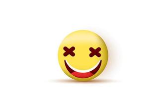 3d design ikon leende emoji realistisk gul isolerad på vektor