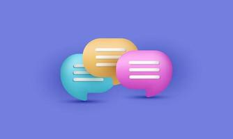 3D-Rendering minimales Symbol Chat-Gesprächskonzept drei vektor