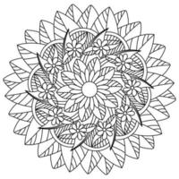 Blumen-Mandala-Malseite mit Doodle-Blumen und Blättern, runde Anti-Stress-Illustration vektor