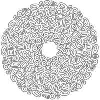 abstrakt mandala från enkla geometriska former med rundade hörn, målarbok eller linjära former vektor