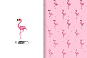 flamingo mönster med rosa bakgrund vektor