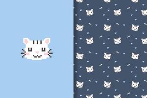süße Katzenmuster Pixelkunst vektor