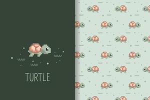 Pixel-Art-Stil mit Schildkrötenmuster vektor