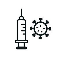 flache artillustration der spritze und des impfstoffsymbols vektor
