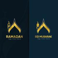 einzigartiges einfaches islamisches symbol und kreatives minimales ramadan- und eid mubarak-logo-design vektor