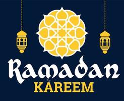 ramadan mubarak kareem abstrakte designvektorillustration weiß und gelb mit blauem hintergrund vektor