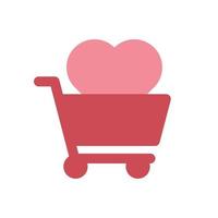 Einkaufswagen mit rotem und rosafarbenem Vektorsymbol des Herzens vektor
