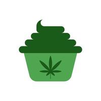 Cannabis-Cupcake-Vektorsymbol auf weißem Hintergrund vektor