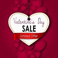 Valentinstag-Verkauf mit roten Herzen auf rotem Hintergrund