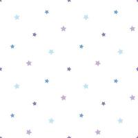 Nahtloses Muster in bezaubernden blauen und violetten Sternen auf weißem Hintergrund für Plaid, Stoff, Textil, Kleidung, Tischdecke und andere Dinge. Vektorbild. vektor